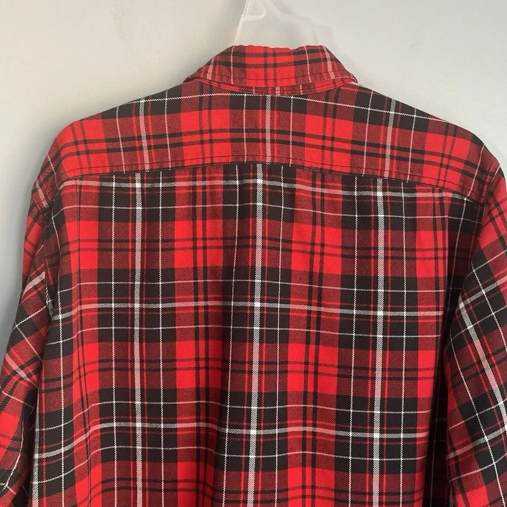 Vintage Polo Ralph Lauren Flannel Shirt Mens Sz M Red Tartan Plaid Button Up